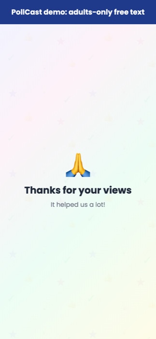 Phone showing the closing thank-you screen